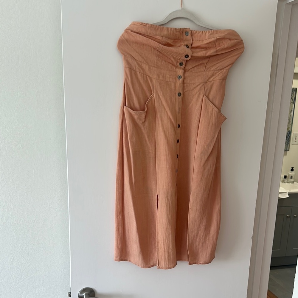 Peach Button-Down Women's Dress
